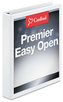 Cardinal® Premier Easy Open® ClearVue™ Locking Slant-D® Ring Binder,  1" Cap, 11 x 8 1/2, White