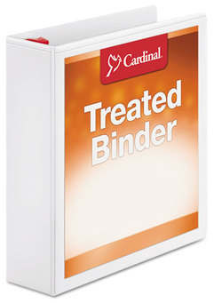 Cardinal® Treated ClearVue™ Locking Slant-D® Ring Binder,  2" Cap, 11 x 8 1/2, White