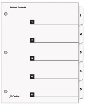 Cardinal® QuickStep® OneStep® Printable Table of Contents and Dividers,  Title: 1-5, Letter, White, 24 Sets/Box