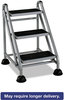 A Picture of product CSC-11834GGB1 Cosco® Rolling Commercial Step Stool,  3-Step, 26 3/5 Spread, Platinum/Black