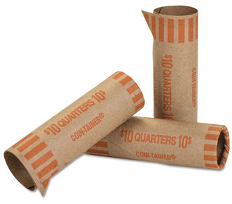 Coin-Tainer® Preformed Tubular Coin Wrappers,  Quarters, $10, 1000 Wrappers/Box