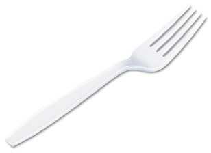 Dixie® Plastic Cutlery,  Heavyweight Forks, White, 1000/Carton