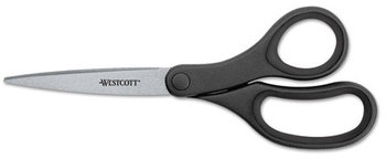Westcott® KleenEarth® Basic Plastic Handle Scissors,  8" Long, Pointed, Black