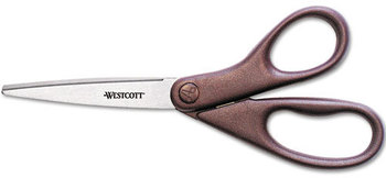 Westcott® Design Line Straight Stainless Steel Scissors,  8" Straight, Metallic Burgundy
