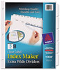 A Picture of product AVE-11438 Avery® Print & Apply Index Maker® Clear Label Dividers with Easy Printable Strip and White Tabs Extra Wide Tab, 5-Tab, 11.25 x 9.25, 1 Set