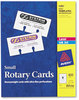 A Picture of product AVE-5385 Avery® Printable Rotary Cards Small Laser/Inkjet, 2.17 x 4, White, 8 Cards/Sheet, 400 Cards/Box