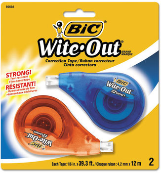 BIC® Wite-Out® Brand EZ Correct® Correction Tape,  Non-Refillable, 1/6" x 472", 2/Pack