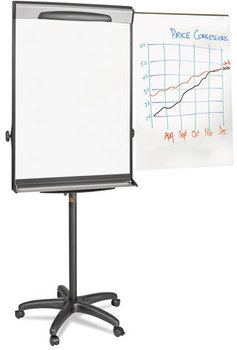 MasterVision® Tripod Extension Bar Magnetic Gold Ultra Dry Erase Easel,  69" to 78" High, Black/Silver
