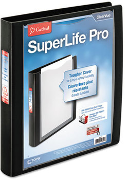 Cardinal® SuperLife™ Pro Easy Open® ClearVue™ Locking Slant-D® Ring Binder,  1", 11 x 8 1/2, Black