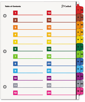 Cardinal® OneStep® Printable Table of Contents and Dividers - Double Column,  52-Tab, 11 x 8 1/2, Multicolor