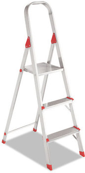 Louisville® Aluminum Euro Platform Ladder,  3-Step, Red