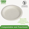 A Picture of product ECO-EPP016 Renewable Molded Fiber Plates, 6" dia, Natural White, 1,000/Carton