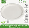 A Picture of product ECO-EPP016 Renewable Molded Fiber Plates, 6" dia, Natural White, 1,000/Carton