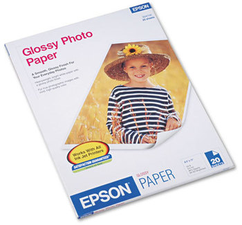 Epson® Glossy Photo Paper,  60 lbs., Glossy, 8-1/2 x 11, 20 Sheets/Pack