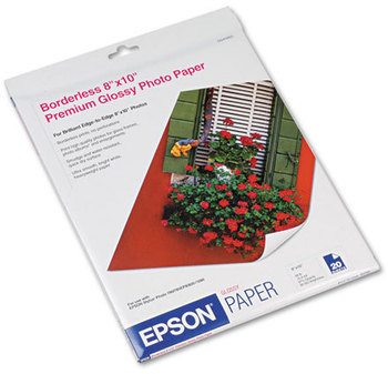 Epson® Premium Photo Paper,  68 lbs., High-Gloss, 8 x 10, 20 Sheets/Pack