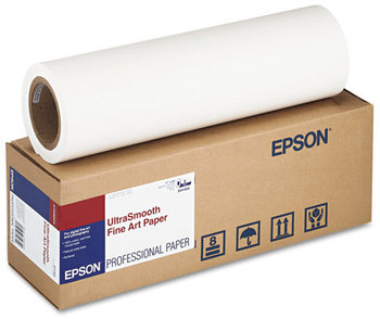 Epson® UltraSmooth Fine Art Paper Rolls,  250 g, 17" x 50 ft, 250g/m2, White