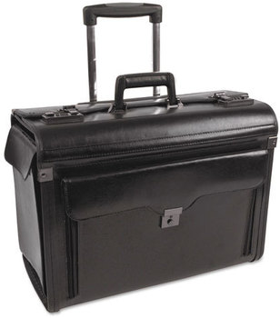 Bond Street, Ltd. Computer/Catalog Case on Wheels,  Leather, 19 x 9 x 15-1/2, Black