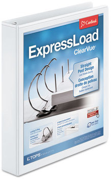 Cardinal® ExpressLoad™ ClearVue™ Locking D-Ring Binder,  1 1/2" Cap, 11 x 8 1/2, White