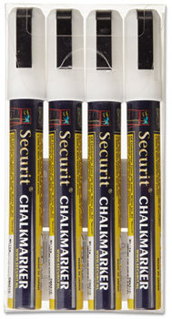 SecurIT® Wet Erase Markers,  Chisel, White, 4/Pack
