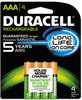 A Picture of product DUR-NLAAA4BCD Duracell® Rechargeable StayCharged™ NiMH Batteries with Duralock Power Preserve™ Technology,  AAA, 4/Pack