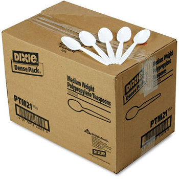 Dixie® Plastic Cutlery,  Mediumweight Teaspoons, White, 1000/Carton