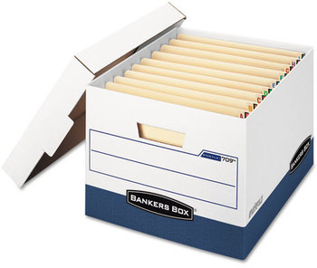 Bankers Box® STOR/FILE™ END TAB Storage Boxes Letter/Legal Files, White/Blue, 12/Carton
