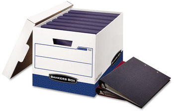 Bankers Box® BINDERBOX™ Storage Boxes Letter Files, 13.13" x 20.13" 12.38", White/Blue, 12/Carton