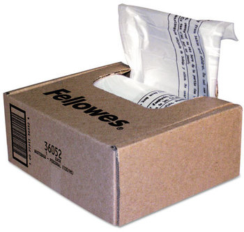 Fellowes® Shredder Waste Bags 6-7 gal Capacity, 100/Carton