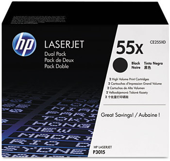 HP CE255XD Toner,  (CE255X-D) 2-pack High Yield Black Original LaserJet Toner Cartridges