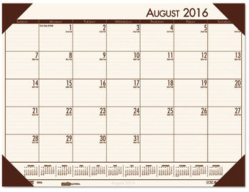 House of Doolittle™ EcoTones® 100% Recycled Academic Desk Pad Calendar 18.5 x 13, Cream Sheets, Brown Corners, 12-Month (Aug to July): 2024 2025