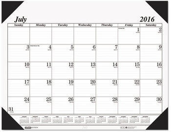 House of Doolittle™ 100% Recycled Economy Academic Desk Pad Calendar 22 x 17, White/Black Sheets, Black Binding/Corners,14-Month(July-Aug): 2024-2025