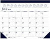 A Picture of product HOD-155HD House of Doolittle™ 100% Recycled Academic Desk Pad Calendar 22 x 17, White/Blue Sheets, Blue Binding/Corners, 14-Month (July to Aug): 2023 2024