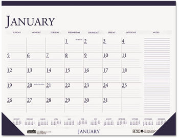 House of Doolittle™ 100% Recycled Two-Color Monthly Desk Pad Calendar with Large Notes Section 22 x 17, Blue Binding/Corners, 12-Month (Jan-Dec): 2024