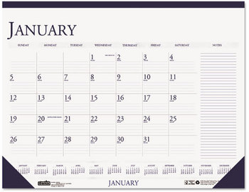 House of Doolittle™ 100% Recycled Two-Color Monthly Desk Pad Calendar with Large Notes Section 18.5 x 13, Blue Binding/Corners, 12-Month (Jan-Dec): 2024