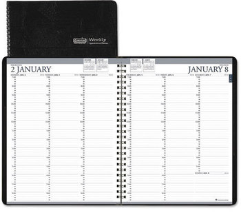 House of Doolittle™ 100% Recycled Professional Weekly Planner Ruled for 15-Minute Appointments Academic Year 11 x 8.5, Black Wirebound Soft Cover, 12-Month (Aug to July): 2024-2025
