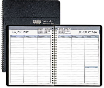 House of Doolittle™ 100% Recycled Weekly Appointment Book Ruled without Times 8.75 x 6.88, Black Cover, 12-Month (Jan to Dec): 2024