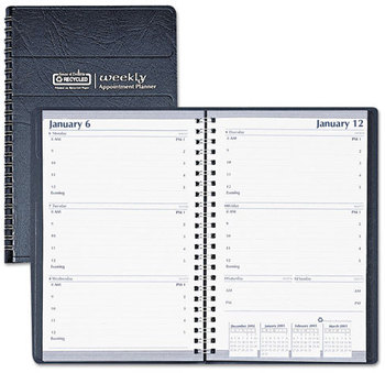 House of Doolittle™ 100% Recycled Weekly Appointment Book 8 x 5, Black Cover, 12-Month (Jan to Dec): 2024