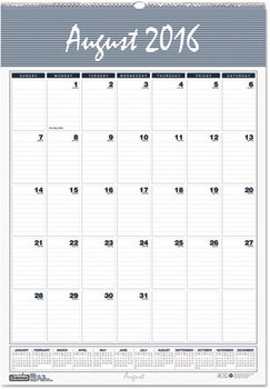 House of Doolittle™ Bar Harbor 100% Recycled Wirebound Monthly Wall Calendar Academic Year 12 x 17, White/Blue Sheets, 12-Month (Aug-July): 2024-2025