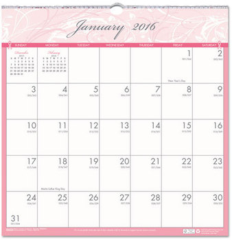 House of Doolittle™ Breast Cancer Awareness 100% Recycled Monthly Wall Calendar Artwork, 12 x White/Pink/Gray Sheets, 12-Month (Jan-Dec): 2024
