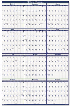 House of Doolittle™ 100% Recycled Poster Style Reversible/Erasable Yearly Wall Calendar 32 x 48, White/Blue/Gray Sheets, 12-Month (Jan to Dec): 2024