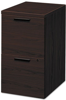 HON® 10500 Series™ Mobile Pedestal File Left or Right, 2 Legal/Letter-Size Drawers, Mahogany, 15.75" x 22.75" 28"