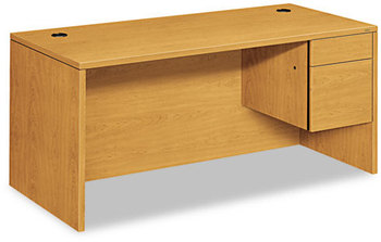 HON® 10500 Series™ "L" Workstation Single Pedestal Desk Right 66" x 30" 29.5", Harvest