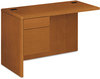 A Picture of product HON-10716LNN HON® 10700 Series™ "L" Workstation Return with Three-Quarter Height Pedestal on Left 3/4 48w x 24d 29.5h, Mahogany