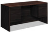 A Picture of product HON-10765NN HON® 10700 Series™ Kneespace Credenza with Three-Quarter Height Pedestals 3/4 60w x 24d 29.5h, Mahogany