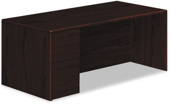 HON® 10700 Series™ Single Pedestal Desk with Full-Height on Left 72" x 36" 29.5", Mahogany