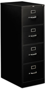 HON® 310 Series Vertical File 4 Legal-Size Drawers, Black, 18.25" x 26.5" 52"