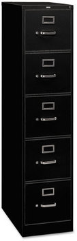 HON® 310 Series Vertical File 5 Legal-Size Drawers, Black, 18.25" x 26.5" 60"