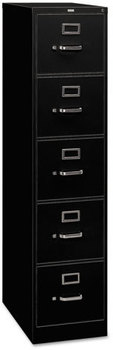 HON® 310 Series Vertical File 5 Letter-Size Drawers, Black, 15" x 26.5" 60"