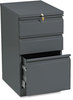 A Picture of product HON-33720RS HON® Brigade® Mobile Pedestal with Pencil Tray Insert, Left/Right, 3-Drawers: Box/Box/File, Letter, Charcoal, 15" x 19.88" 28"