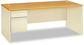 HON® 38000 Series™ Single Pedestal Desk Left 72" x 36" 29.5", Harvest/Putty